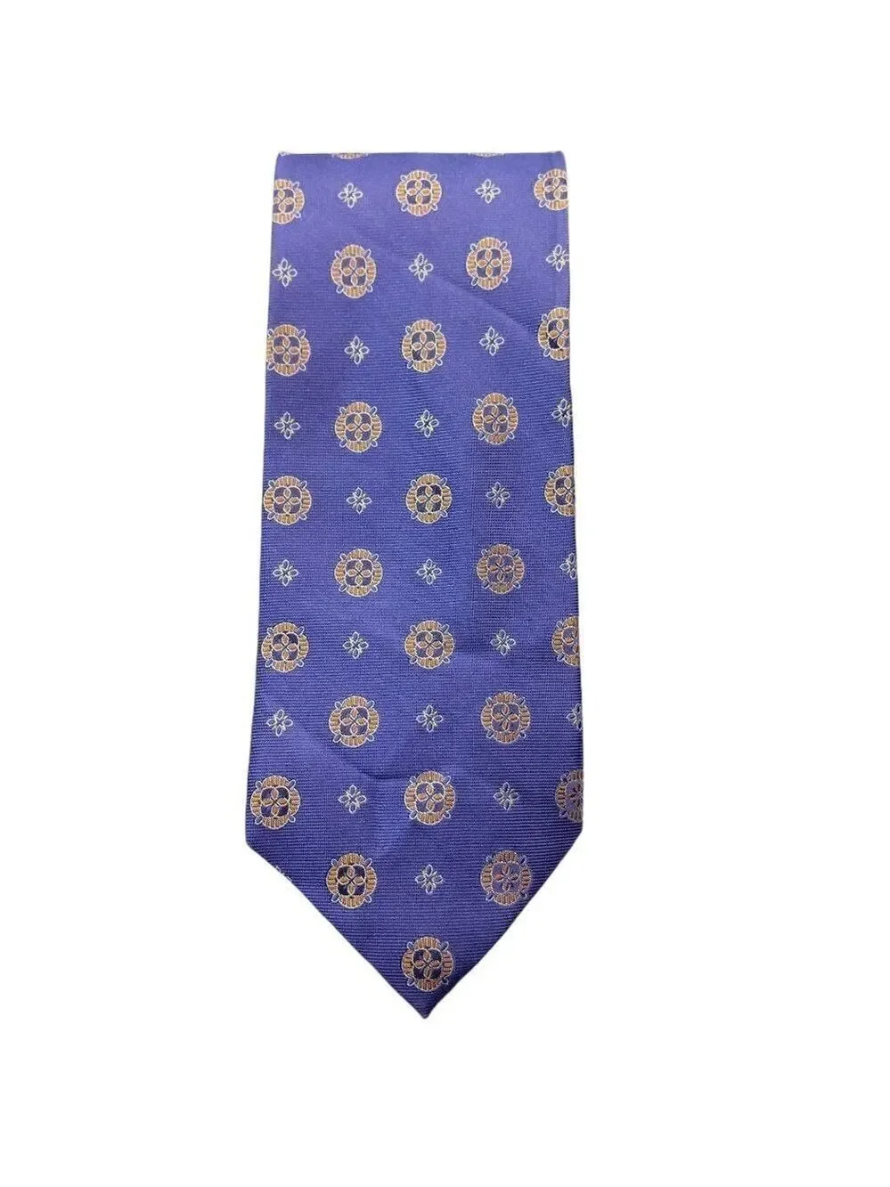 Tom James Purple Orange Silk Geometric Necktie